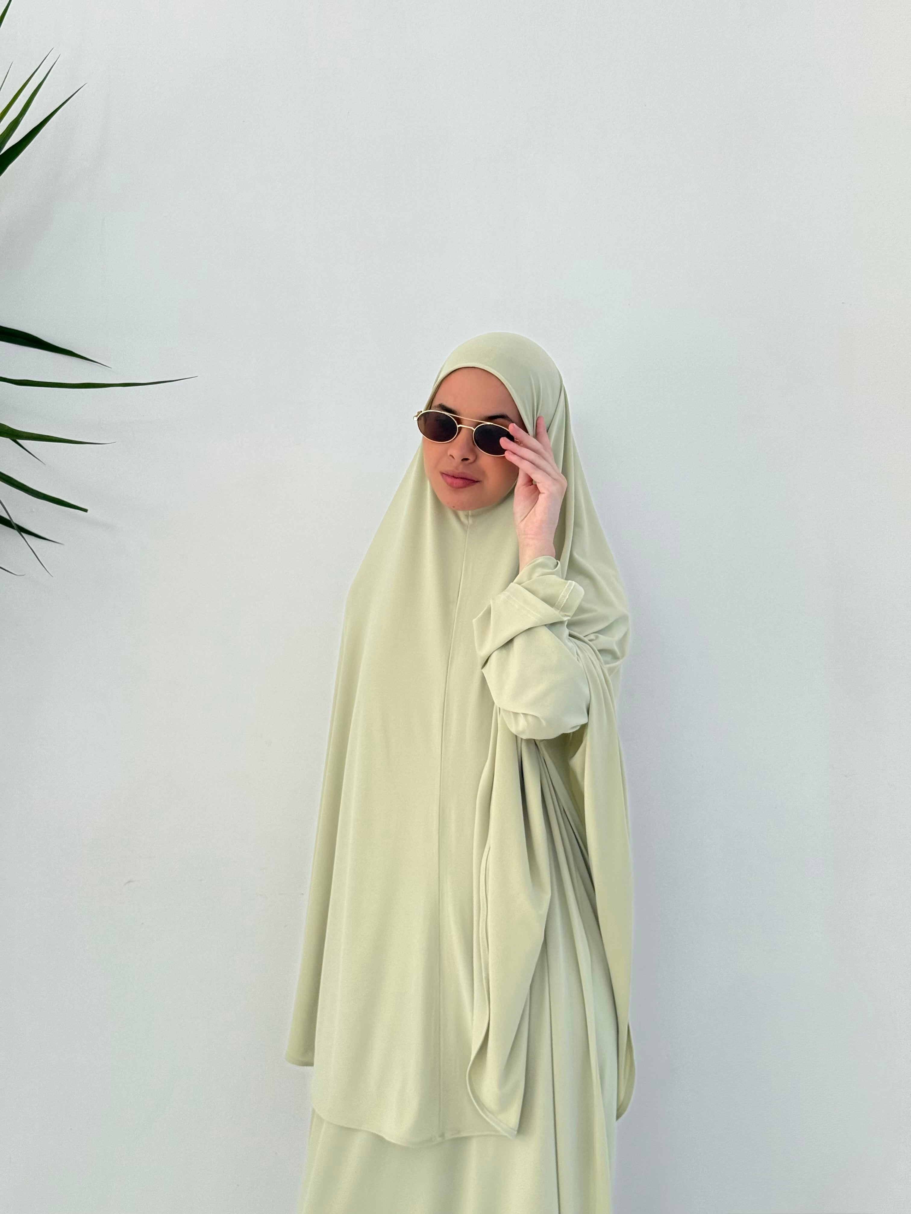 Abaya & Khimar INAYA - Crème pistache