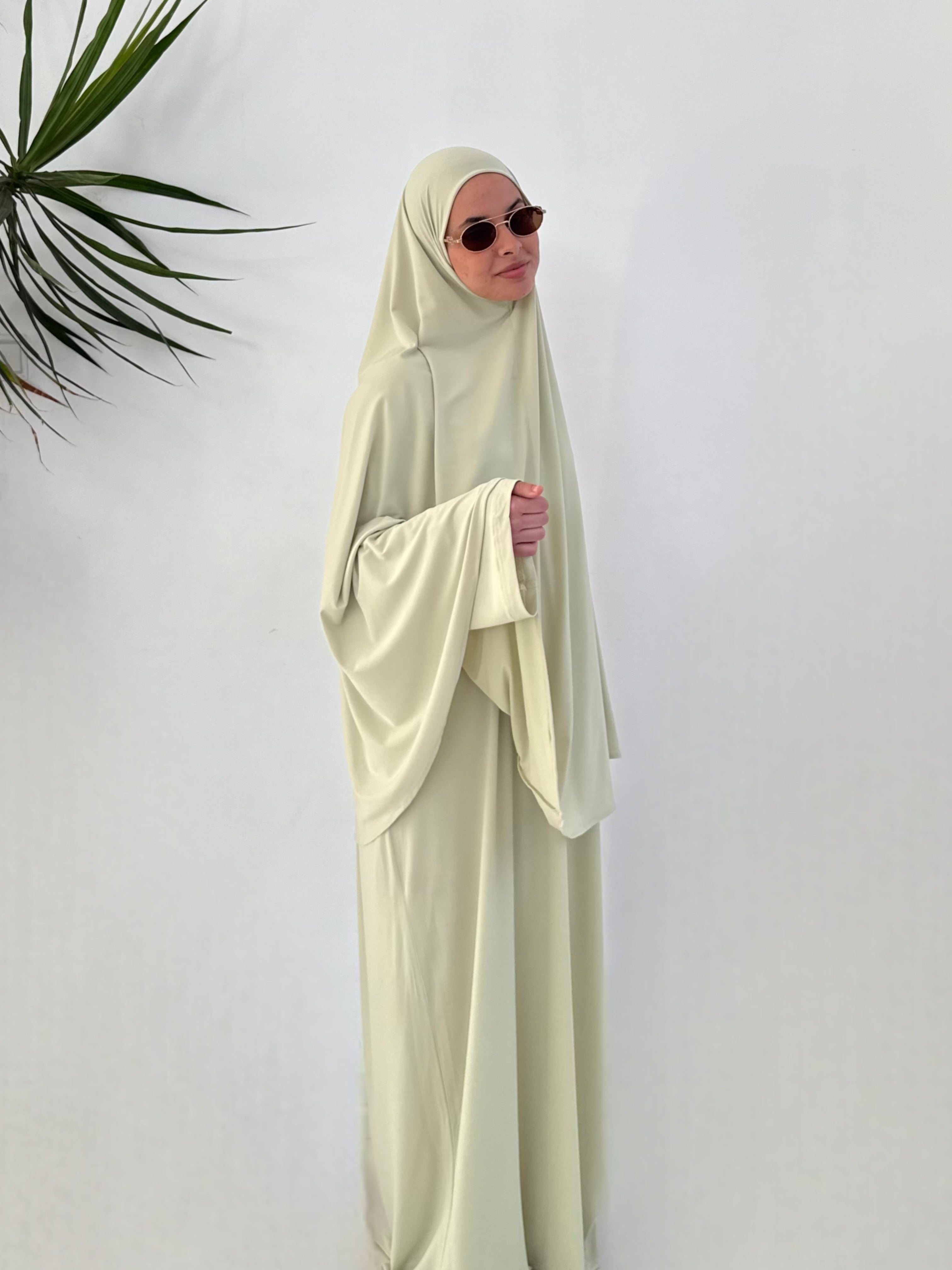 Abaya & Khimar INAYA - Crème pistache